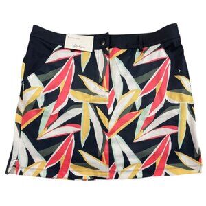 Lady Hagen Retro Leaf Dark Navy Desert Get Away 17" Traditional Skort SIZE-12